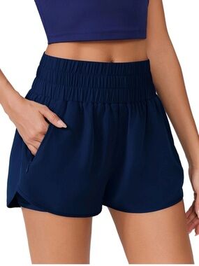 Pinspark High-Waist Navy Women’s Athletic Shorts with Pockets Size XL